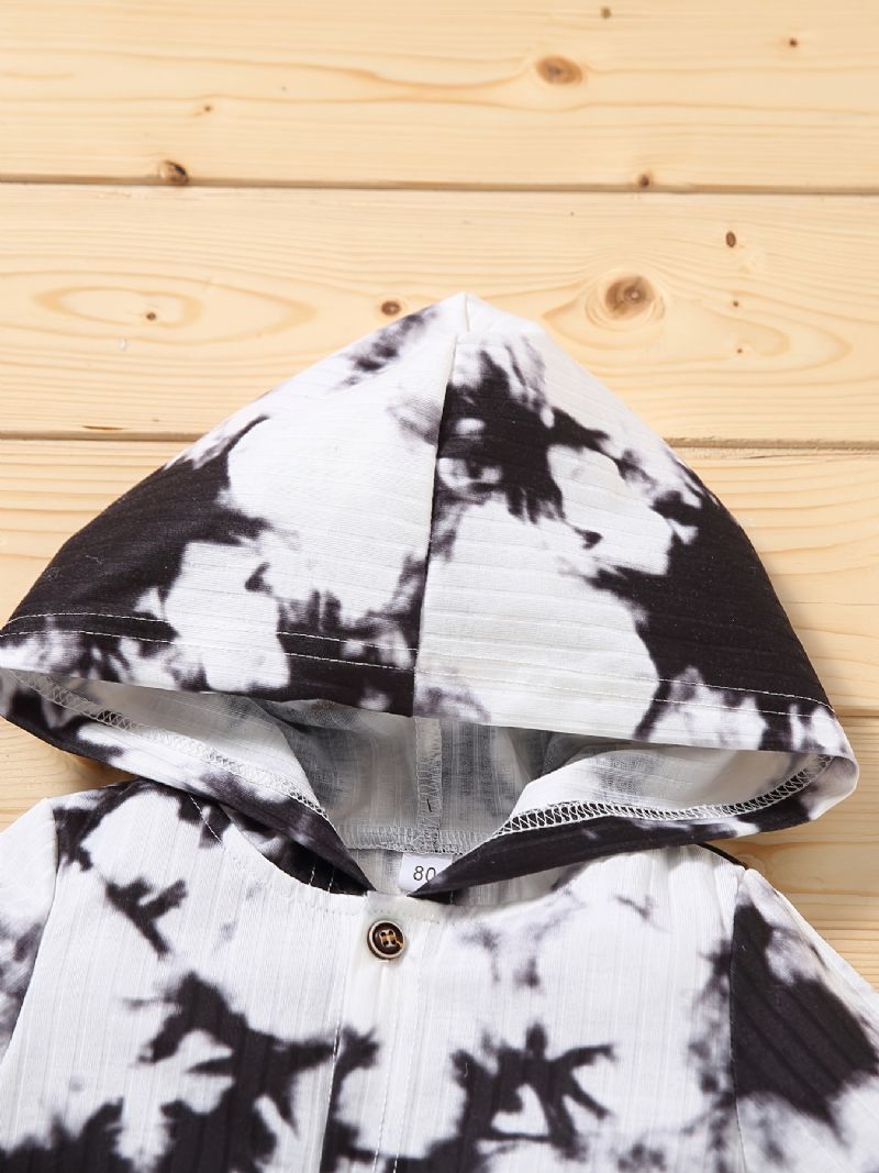 Toddler Bebis Hooded Jumpsuit Tie Dye Långärmad Romper För Pojkar Flickor