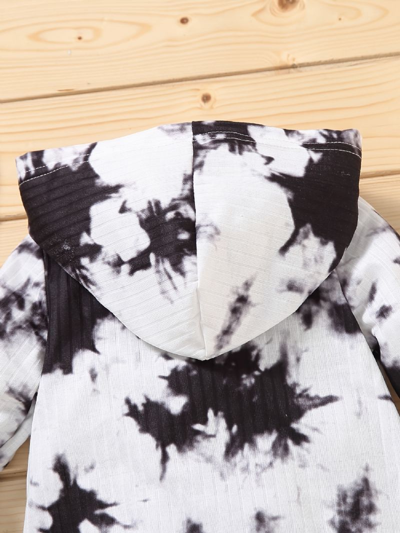 Toddler Bebis Hooded Jumpsuit Tie Dye Långärmad Romper För Pojkar Flickor