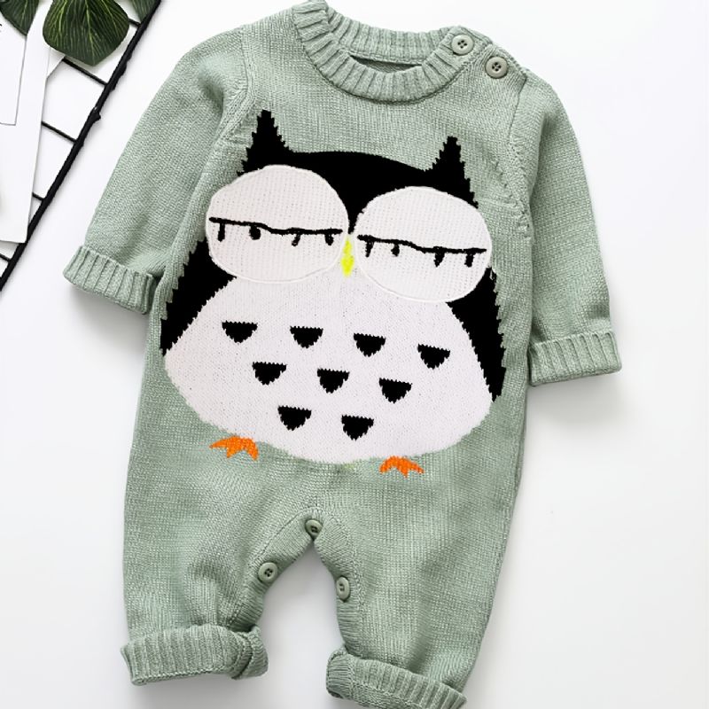 Toddler Bebis Sweater Jumpsuit Broderi Rund Halsad Långärmad Romper För Pojkar Flickor