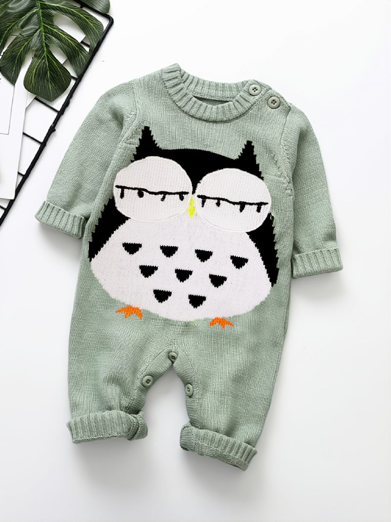 Toddler Bebis Sweater Jumpsuit Broderi Rund Halsad Långärmad Romper För Pojkar Flickor