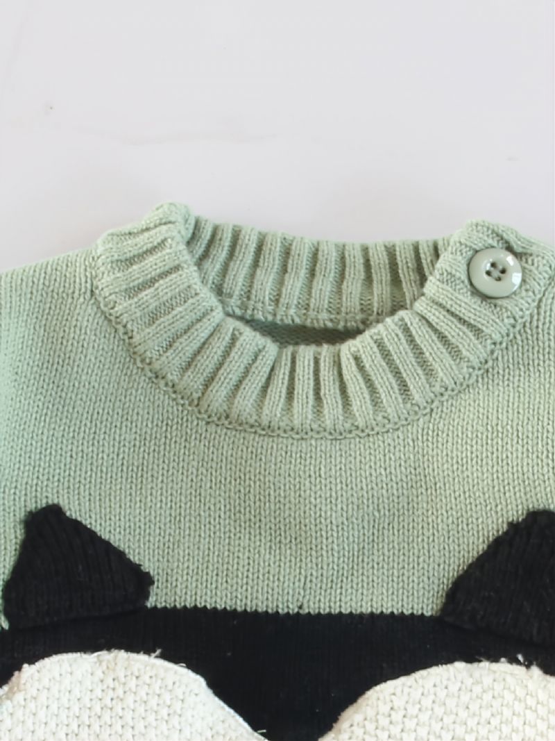 Toddler Bebis Sweater Jumpsuit Broderi Rund Halsad Långärmad Romper För Pojkar Flickor