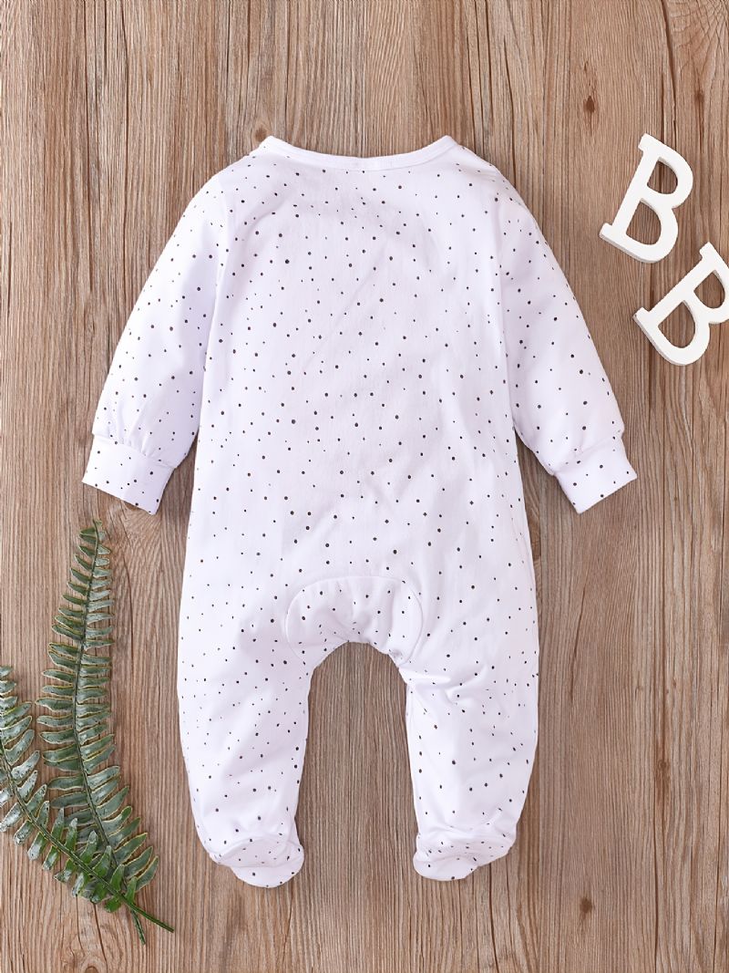 Unisex Bebis Långärmad Polka Dot Jumpsuit Bebiskläder