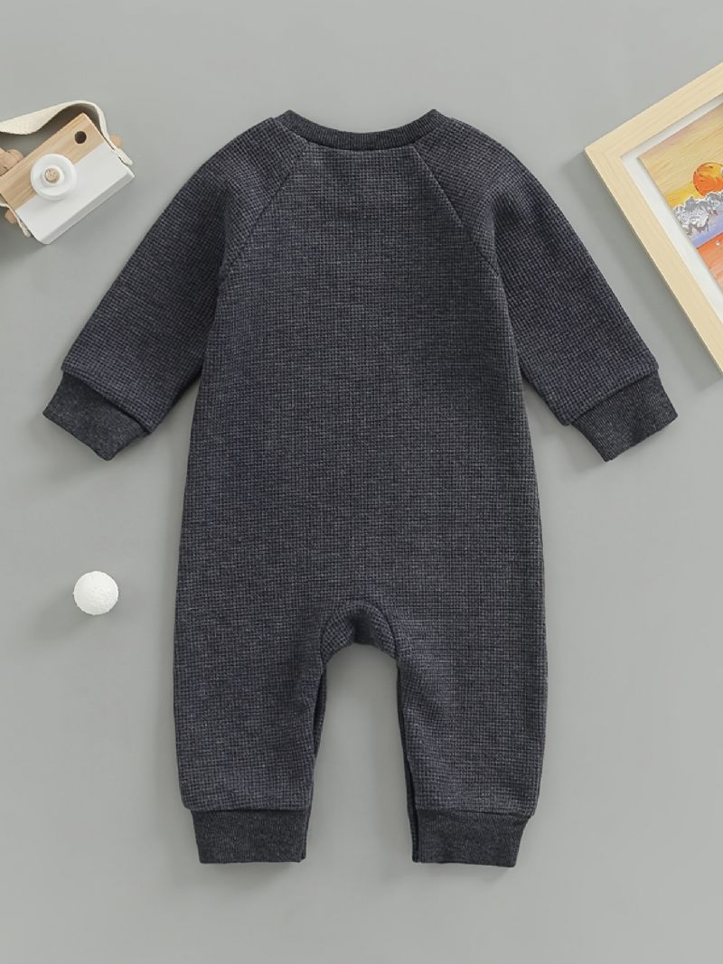 Unisex Bebis Solid Stickad Långärmad Jumpsuit För Vintern