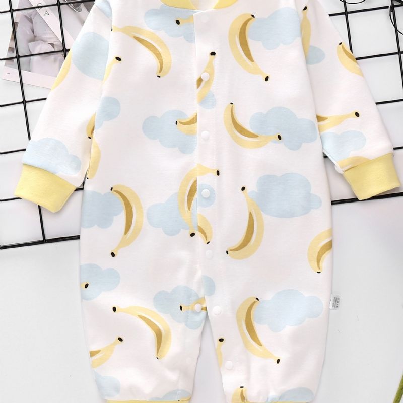 Vår Höst Bebis Print Långärmad Jumpsuit