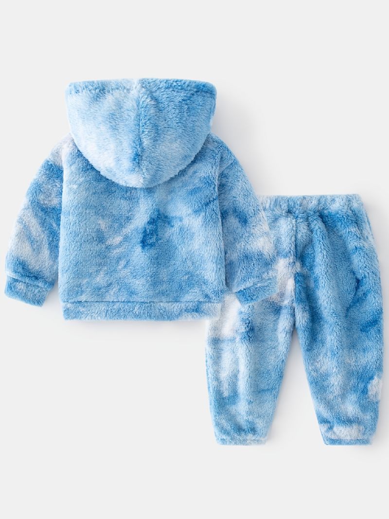 2st Bebis Plysch Hoodie Tie Dye Långärmad Tröja Sweatshirt & Byxuppsättning Pojkar Flickor Barnkläder