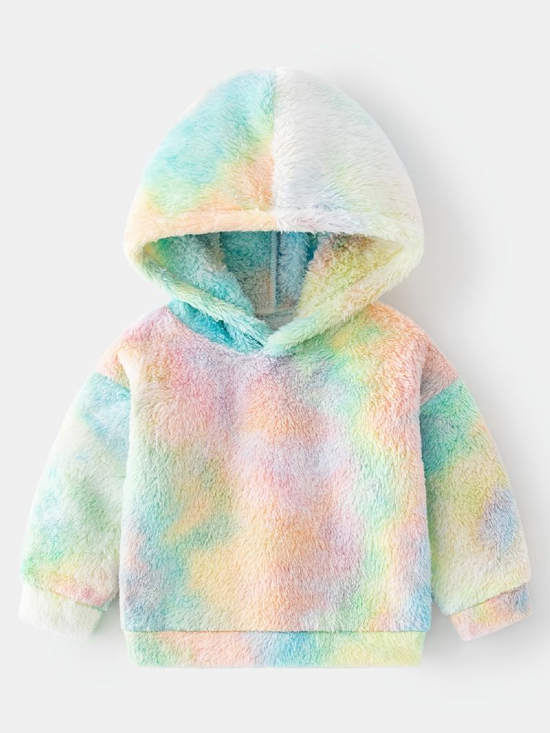 2st Bebis Plysch Hoodie Tie Dye Långärmad Tröja Sweatshirt & Byxuppsättning Pojkar Flickor Barnkläder