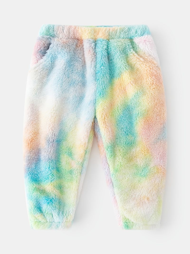 2st Bebis Plysch Hoodie Tie Dye Långärmad Tröja Sweatshirt & Byxuppsättning Pojkar Flickor Barnkläder