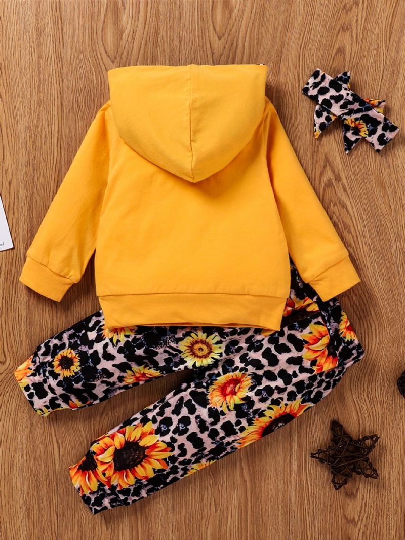 2st Flickor Hoodie Solros Leopard Print