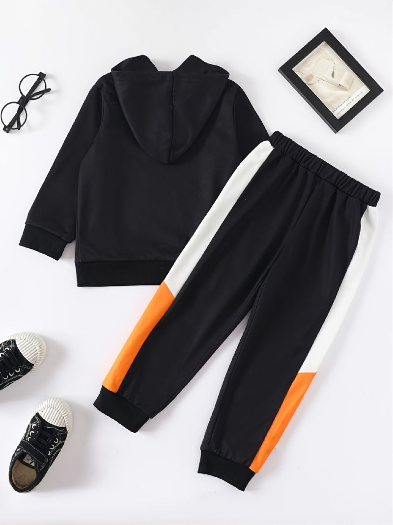 Barn Bebis Pojkar Alfabet Hoodie & Jogger Joggingbyxor Set Höst Vinter