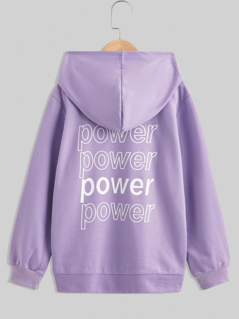 Barn Flickor Power Pattern Autumn Solid Långärmad Hoodie Sweatshirt