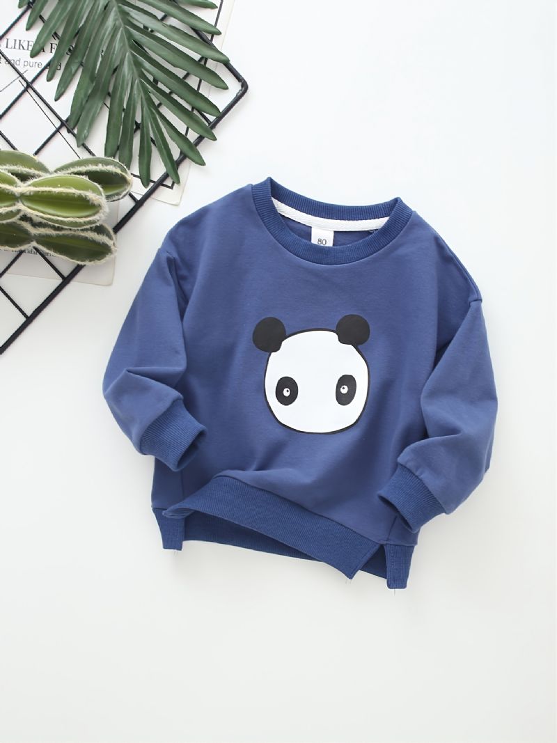 Barn Pojkar Flickor Print Panda Rundhalsad Långärmad Sweatshirt Höst Vinter