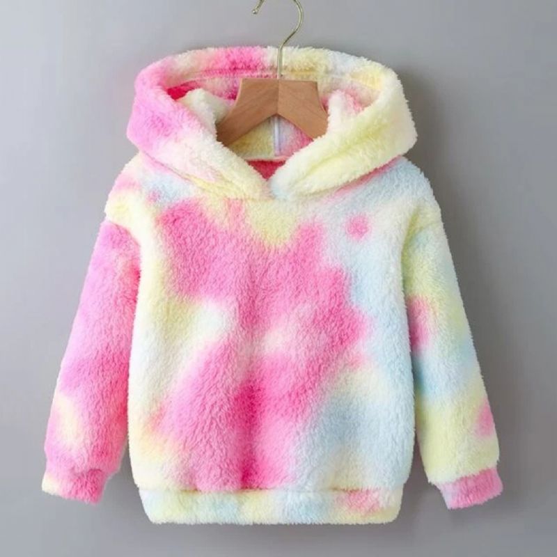 Barn Tie Dye Fleece Huvtröja Höst & Vinter Barnkläder