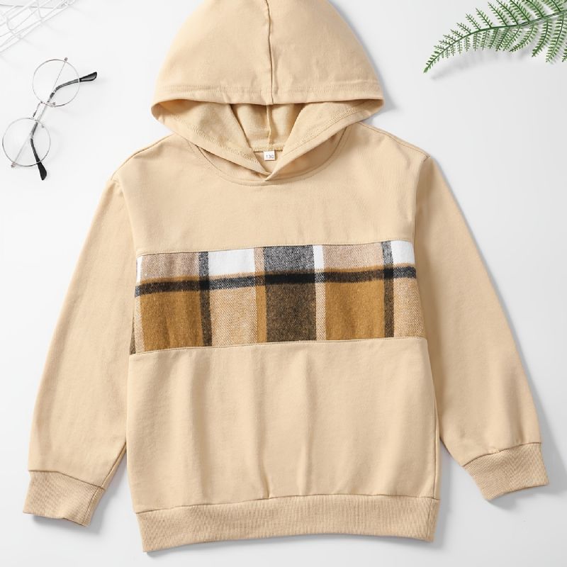 Barns Pojkar Patchwork Hoodie Långärmad Pullover Sweatshirt Barnkläder