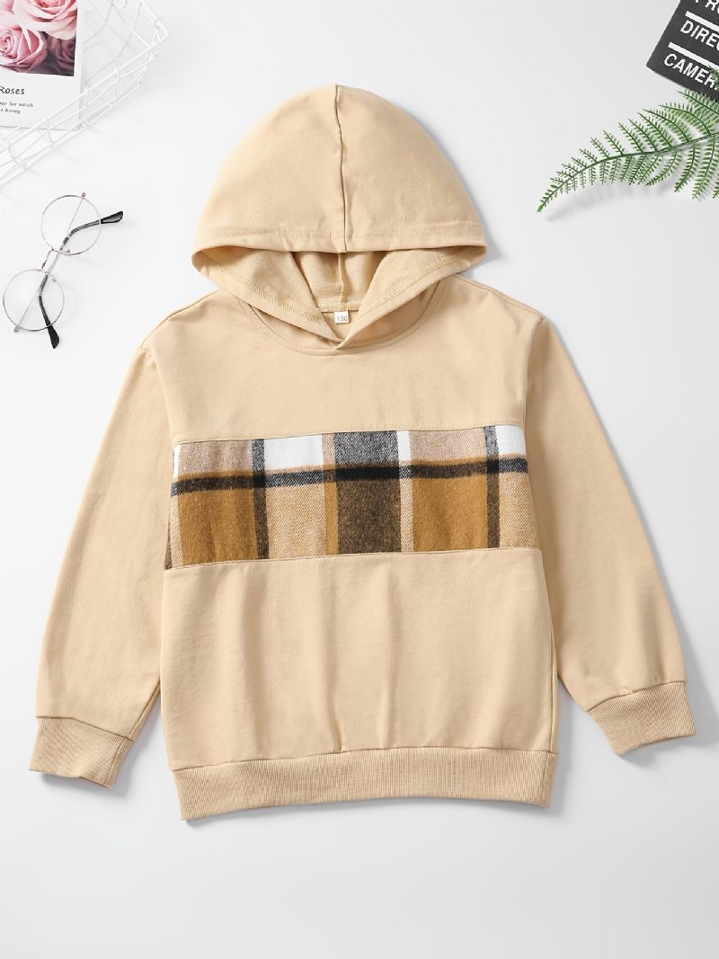 Barns Pojkar Patchwork Hoodie Långärmad Pullover Sweatshirt Barnkläder