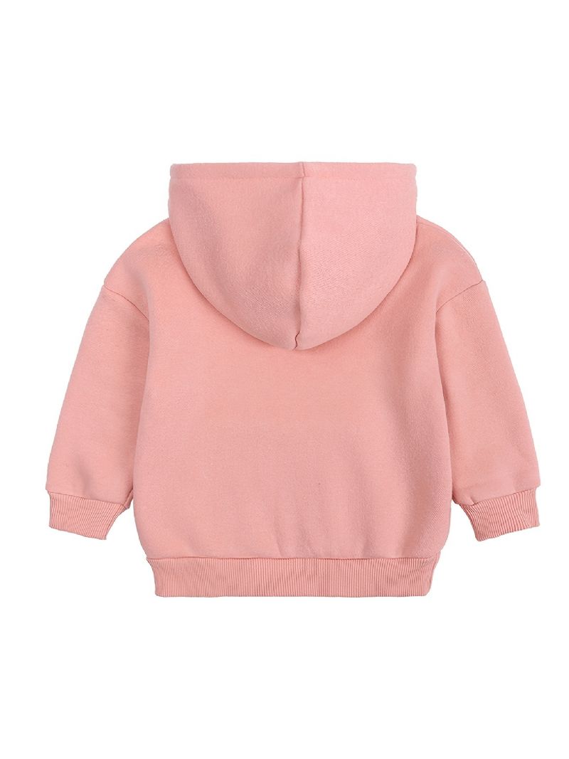 Bebis Enfärgad Luvtröja Fleece Varm Långärmad Pullover Sweatshirt Flickor Pojkar Barnkläder