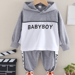 Bebis Pojkar Hoodie Bokstavstryck Långärmad Sweatshirt & Sportbyxor Set Barnkläder