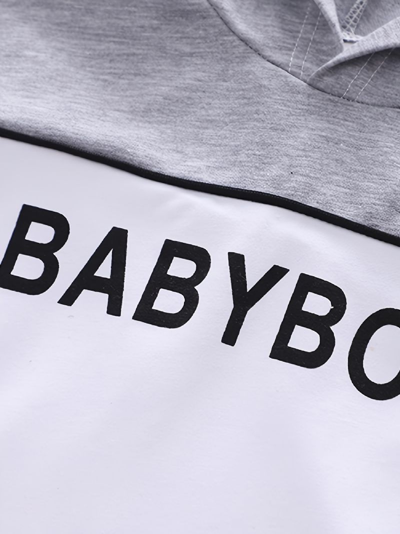 Bebis Pojkar Hoodie Bokstavstryck Långärmad Sweatshirt & Sportbyxor Set Barnkläder