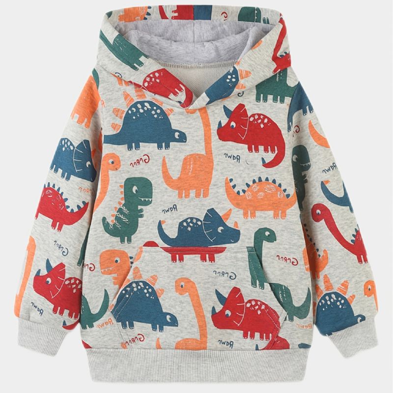 Bebis Pojkar Hoodie Dinosaur Print Långärmad Pullover Sweatshirt