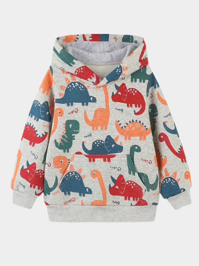 Bebis Pojkar Hoodie Dinosaur Print Långärmad Pullover Sweatshirt