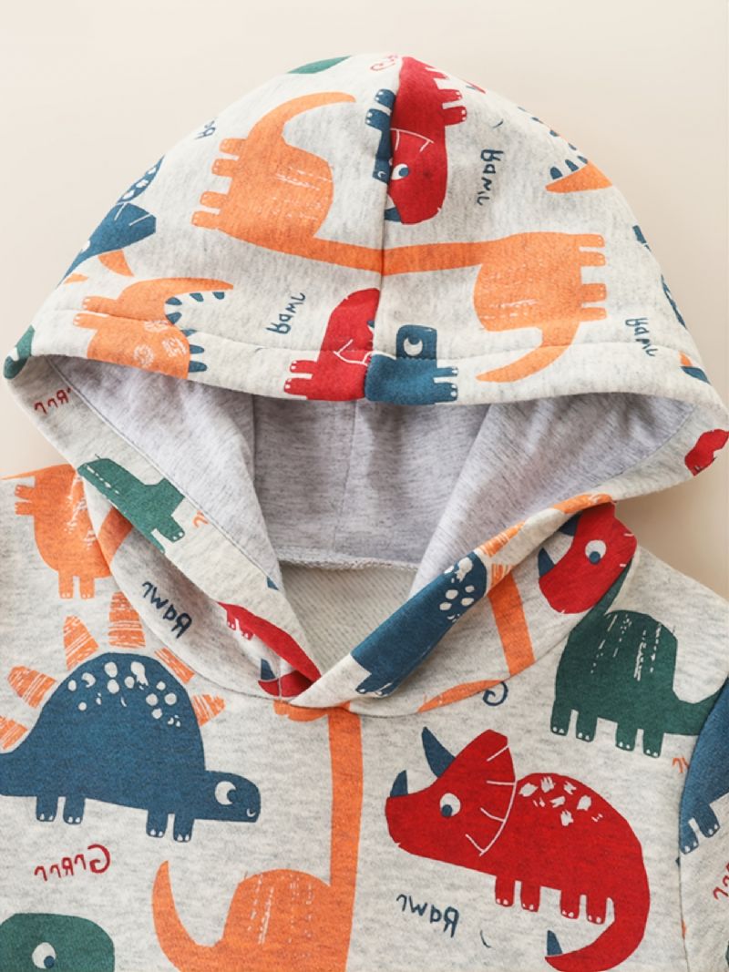 Bebis Pojkar Hoodie Dinosaur Print Långärmad Pullover Sweatshirt