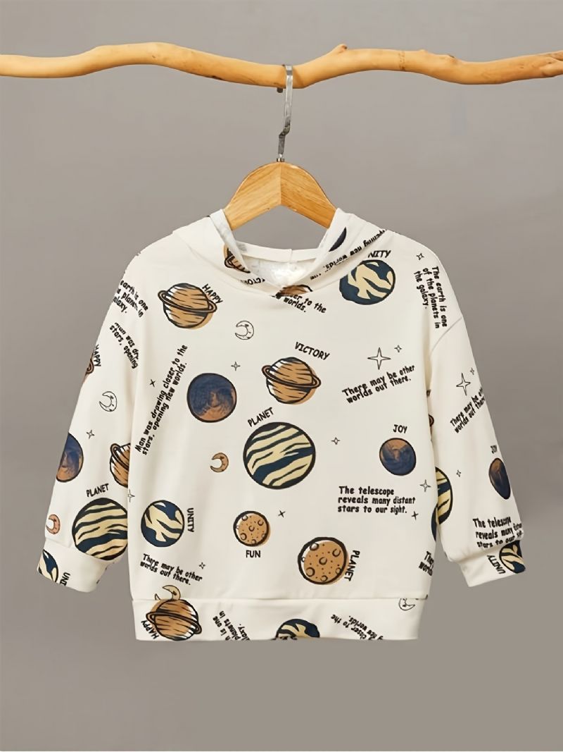 Bebis Pojkar Hoodie Planet Print Långärmad Sweatshirt Toppar Barnkläder