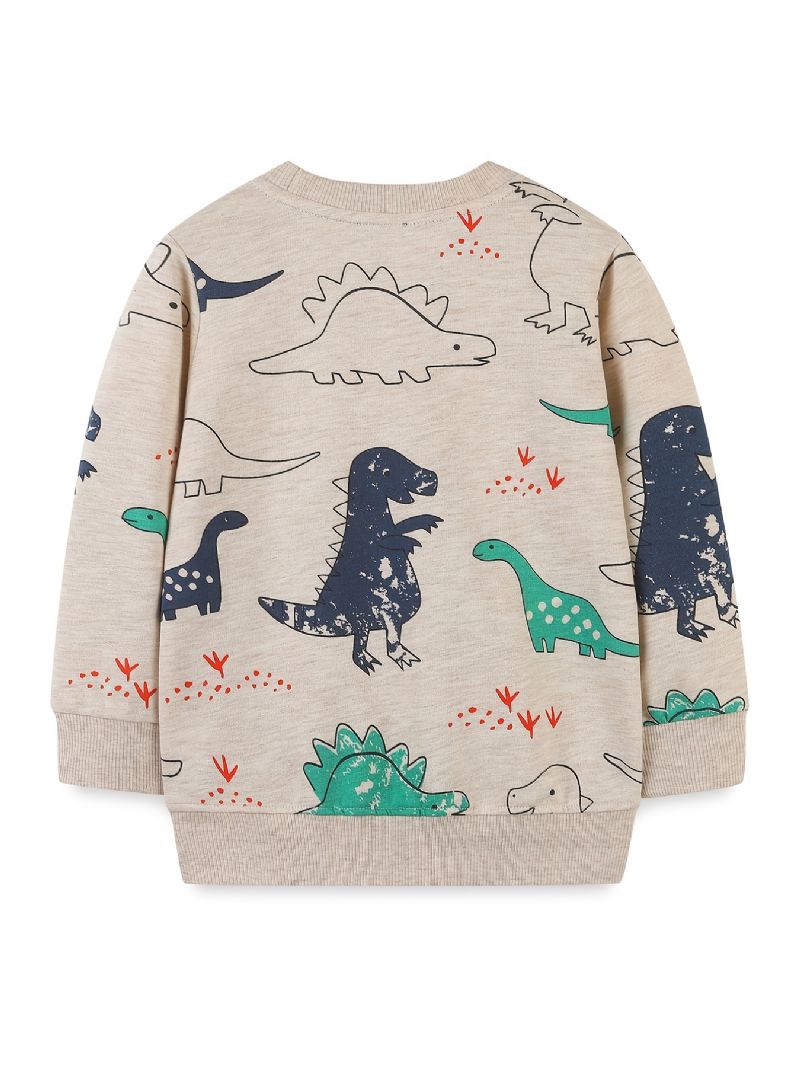 Bebis Pojkar Pullover Dinosaur Print Crew Neck Långärmad Sweatshirt Toppar Barnkläder