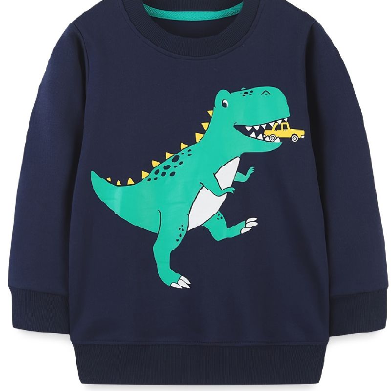 Bebis Pojkar Pullover Dinosaur Print Långärmad Rundhals Sweatshirt Barnkläder