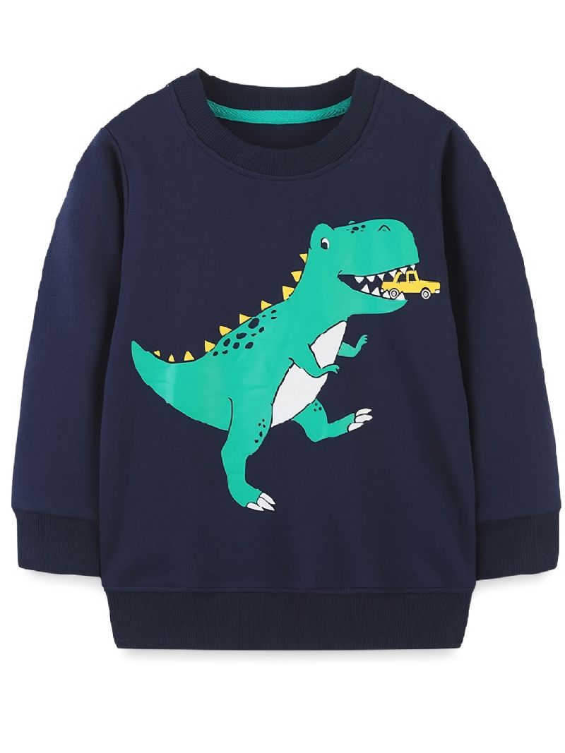 Bebis Pojkar Pullover Dinosaur Print Långärmad Rundhals Sweatshirt Barnkläder