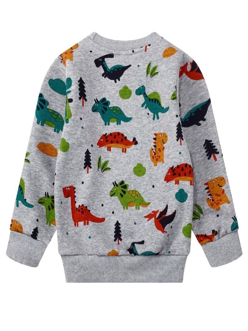 Bebis Pojkar Pullover Dinosaur Print Rund Hals Långärmad Sweatshirt Barnkläder