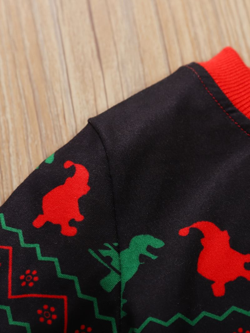 Bebis Pojkar Pullover Jul Grafiskt Dinosaurietryck Rundhalsad Långärmad Sweatshirt Barnkläder