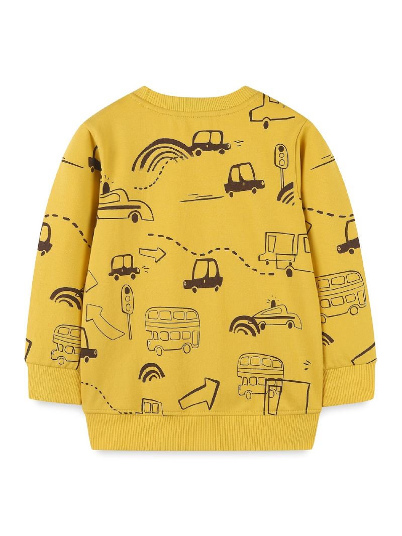 Bebis Pojkar Pullover Söt Cartoon Print Crew Neck Långärmad Sweatshirt Toppar Barnkläder