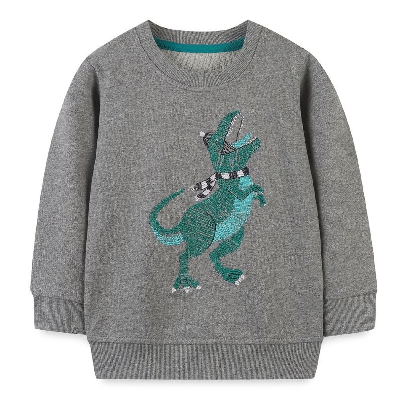 Bebis Pojkar Pullover Tecknad Dinosaurie Grafisk Rundhals Långärmad Sweatshirt Barnkläder