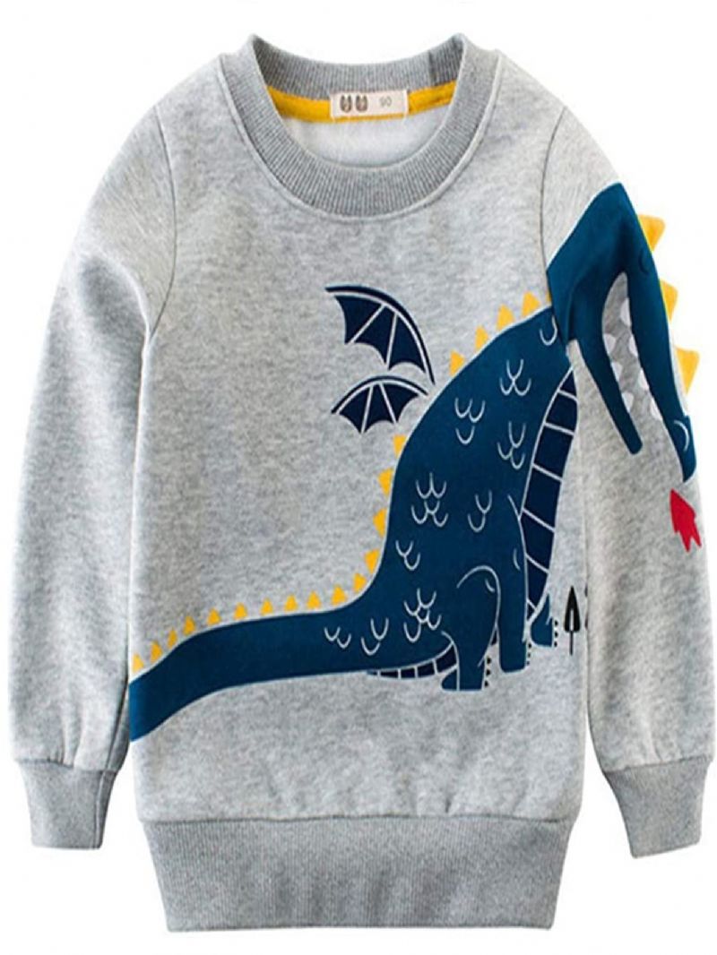 Pojkar Dinosaur Print Långärmad Crew Neck Sweatshirt Barnkläder