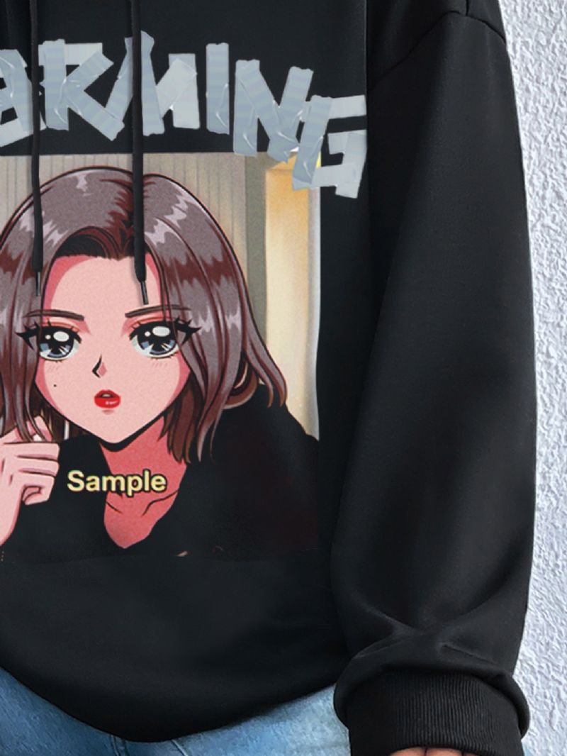 Damtröja Casual Hooded Anime Flickor Print Mode Lös Hoodie