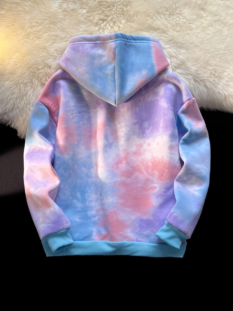 Flicka Fleece Tie Dye Hoodie Barnkläder Med Tecknat Tryck