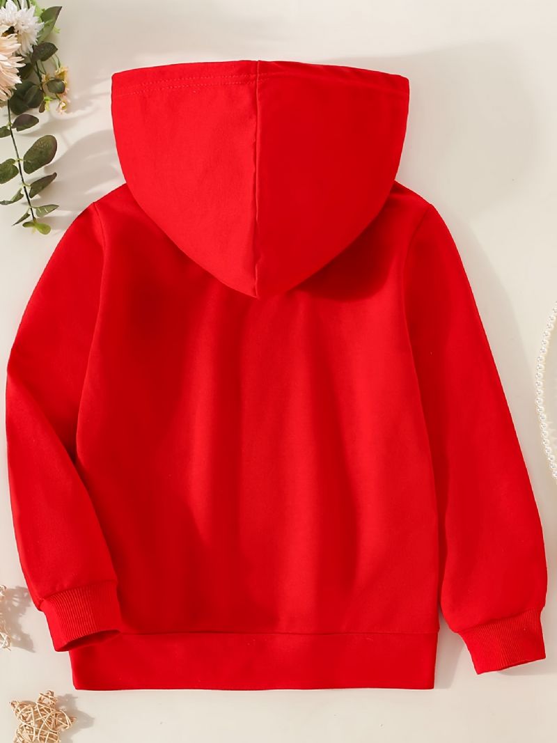 Flickor Casual Hoodie Björnmönster Huvtröja Barnkläder Till Jul