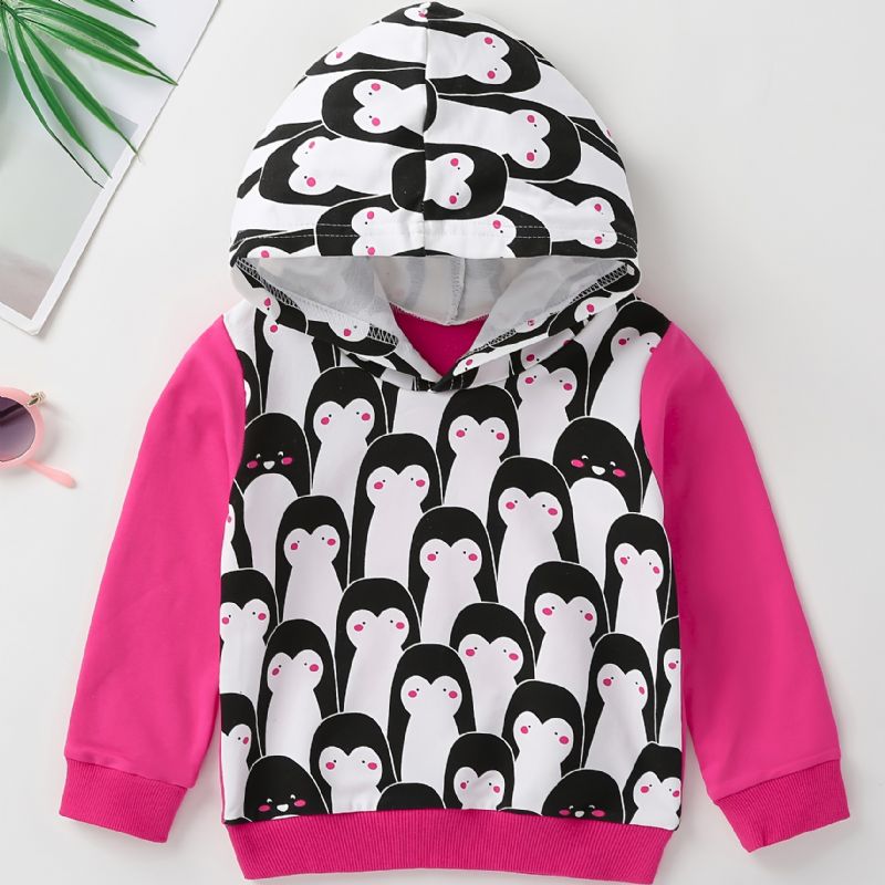 Flickor Casual Söt Penguin Print Hoodie Sweatshirt Vår Höst