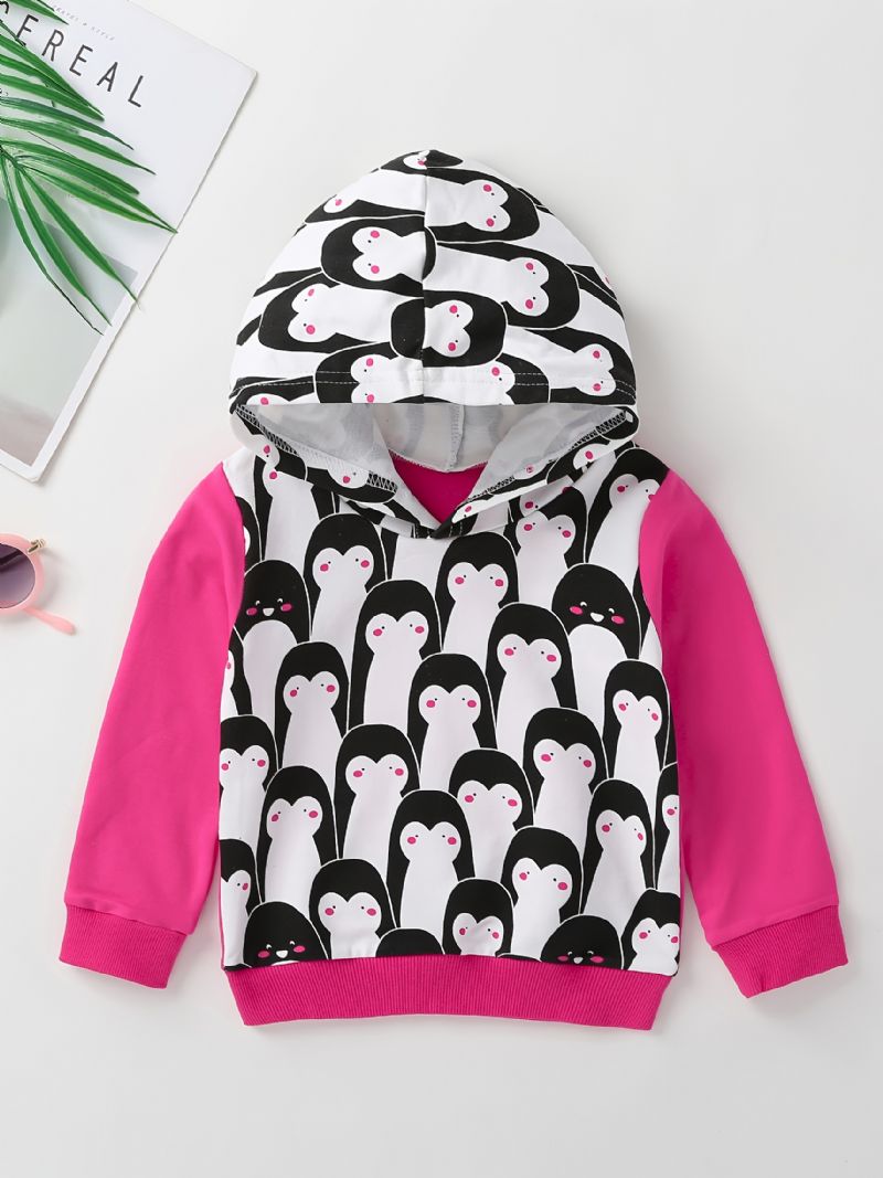 Flickor Casual Söt Penguin Print Hoodie Sweatshirt Vår Höst