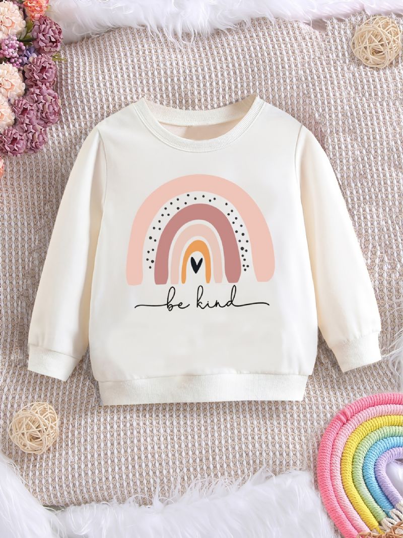 Flickor Casual Söt Pullover Sweatshirt Med Rainbow Be Kind Print