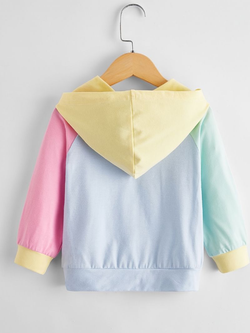 Flickor Colorblock Hoodie Casual Pocket Hooded Sweatshirt Bebis Barnkläder