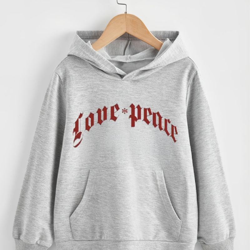 Höst-vinter Nya Barn Letter Printed Hood Sweatshirt