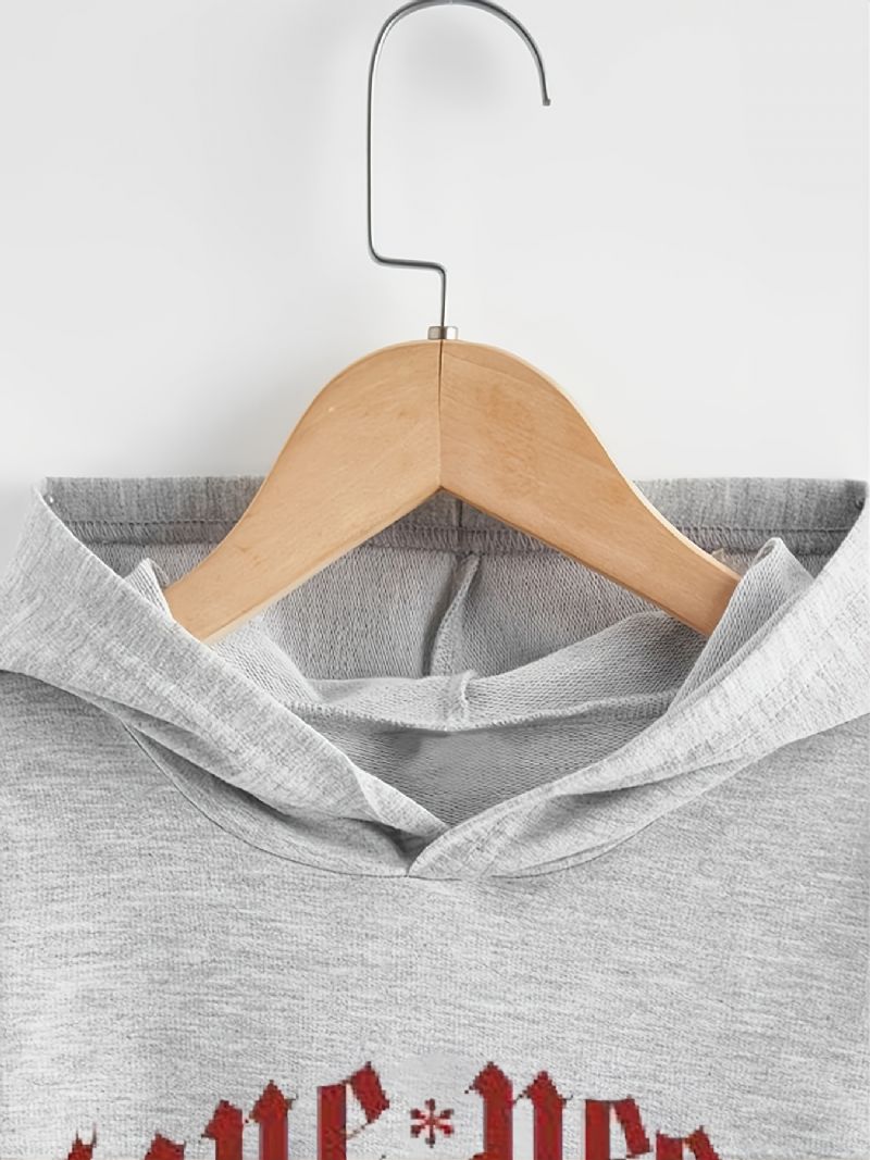 Höst-vinter Nya Barn Letter Printed Hood Sweatshirt