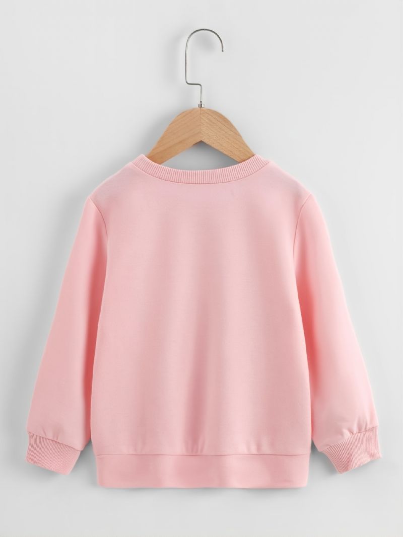 Höst Vinter Nytt Barn Flickor Pojkar Enstaka Färger Andas Mode Crew Neck Casual Sweatshirt Rosa