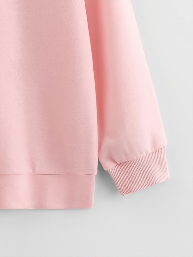 Höst Vinter Nytt Barn Flickor Pojkar Enstaka Färger Andas Mode Crew Neck Casual Sweatshirt Rosa