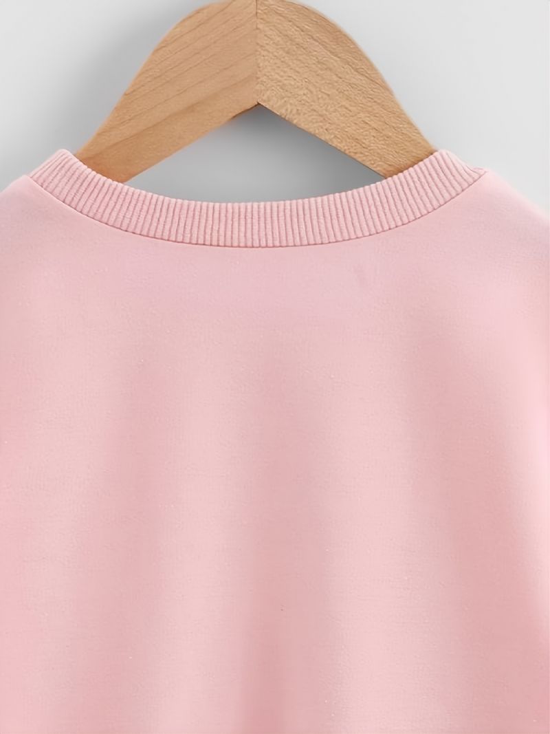 Höst Vinter Nytt Barn Flickor Pojkar Enstaka Färger Andas Mode Crew Neck Casual Sweatshirt Rosa