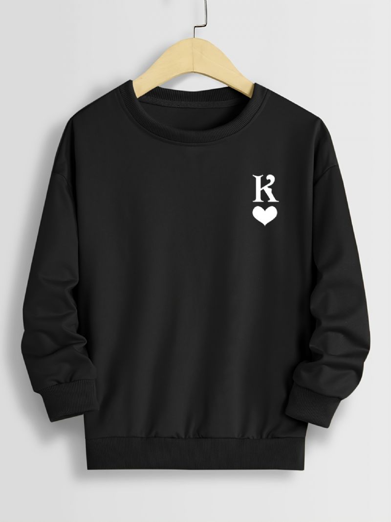 Höst Vinter Pojkar Brevtryck Enfärgad Crew Neck Sweatshirt