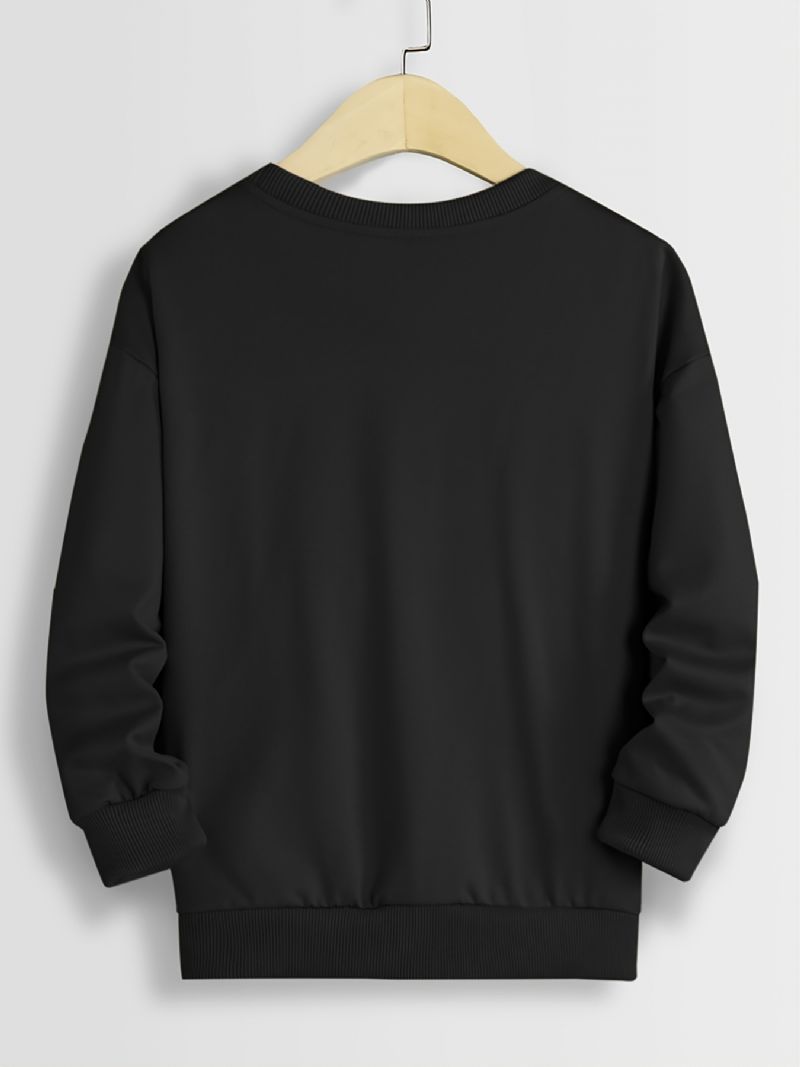 Höst Vinter Pojkar Brevtryck Enfärgad Crew Neck Sweatshirt