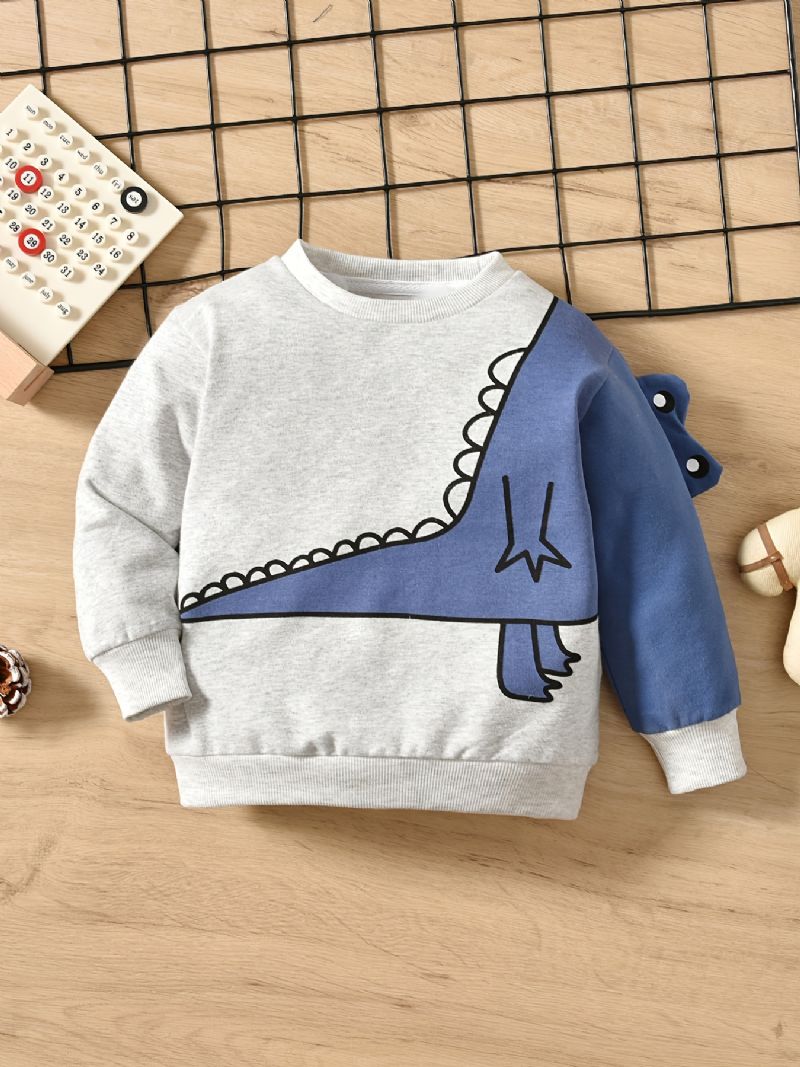 Höst Vinter Pojkar Dinosaur Tryckt Crew Neck Casual Sweatshirt