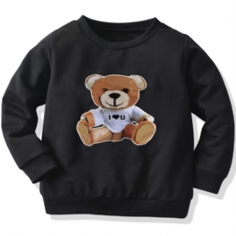 Höstvinter Pojkar Casual Bear Print Crew Neck Sweatshirt