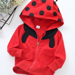 Höstvinter Söta Tjejer Tryckt Beetle Zipper Hoodie